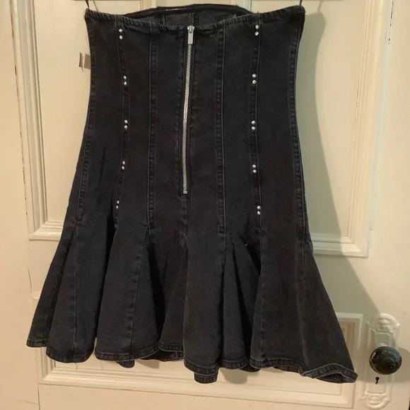 Black Strapless Jean Dress M NWT - Picture 3 of 4